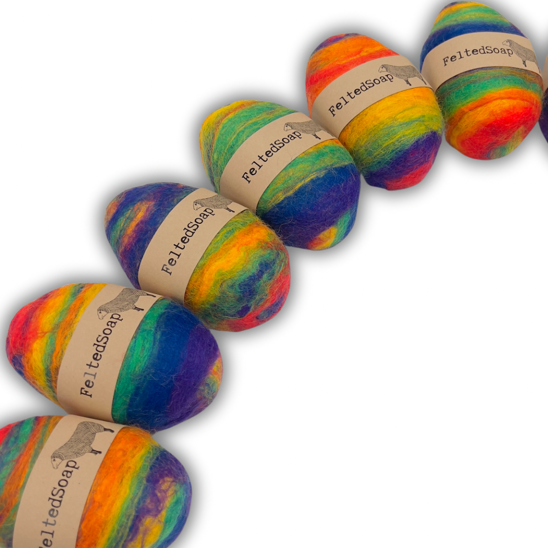 Felted Soap Blended RAINBOW Bright Colors Washcloth & Soap