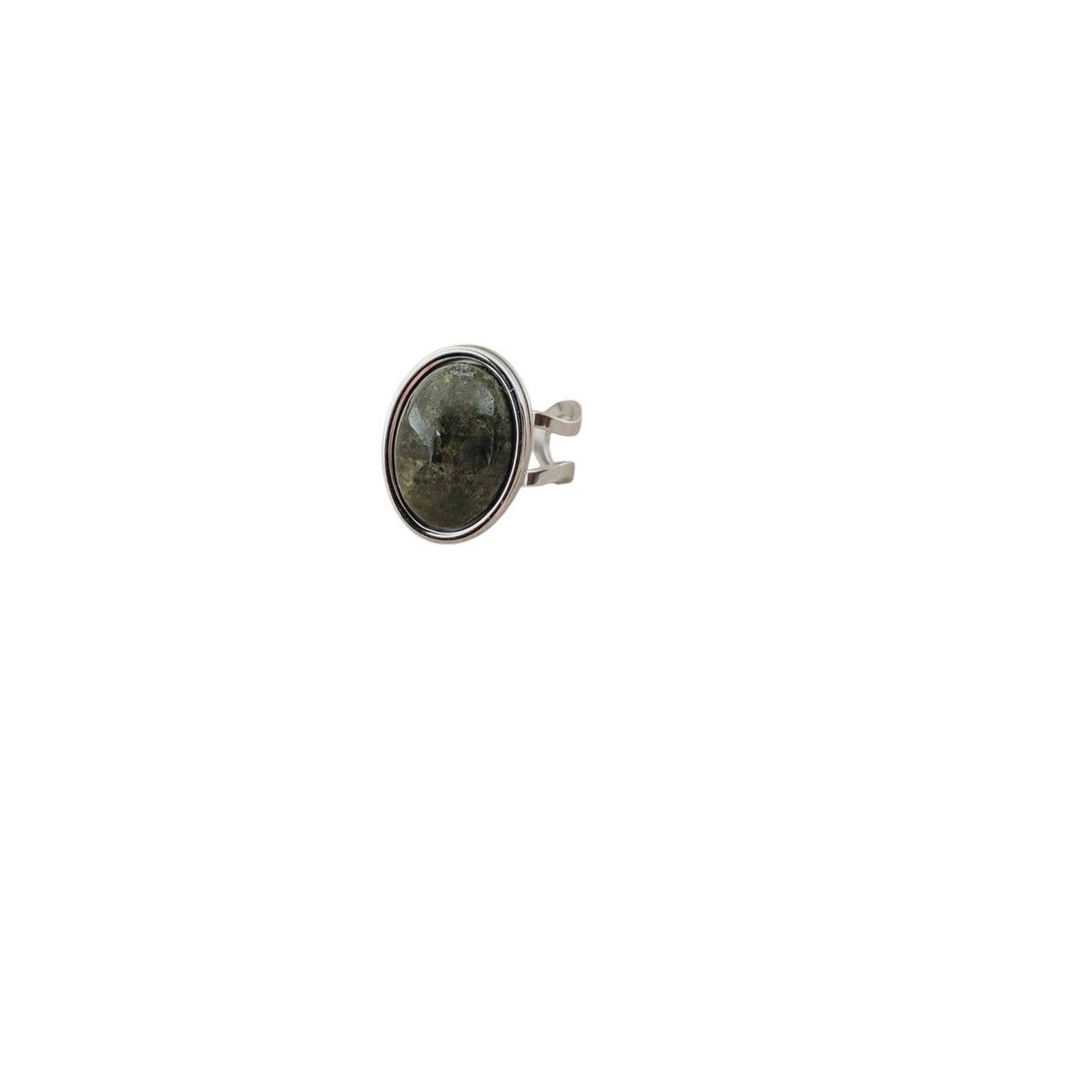 Unakite & Stainless Adjustable Ring Cuff