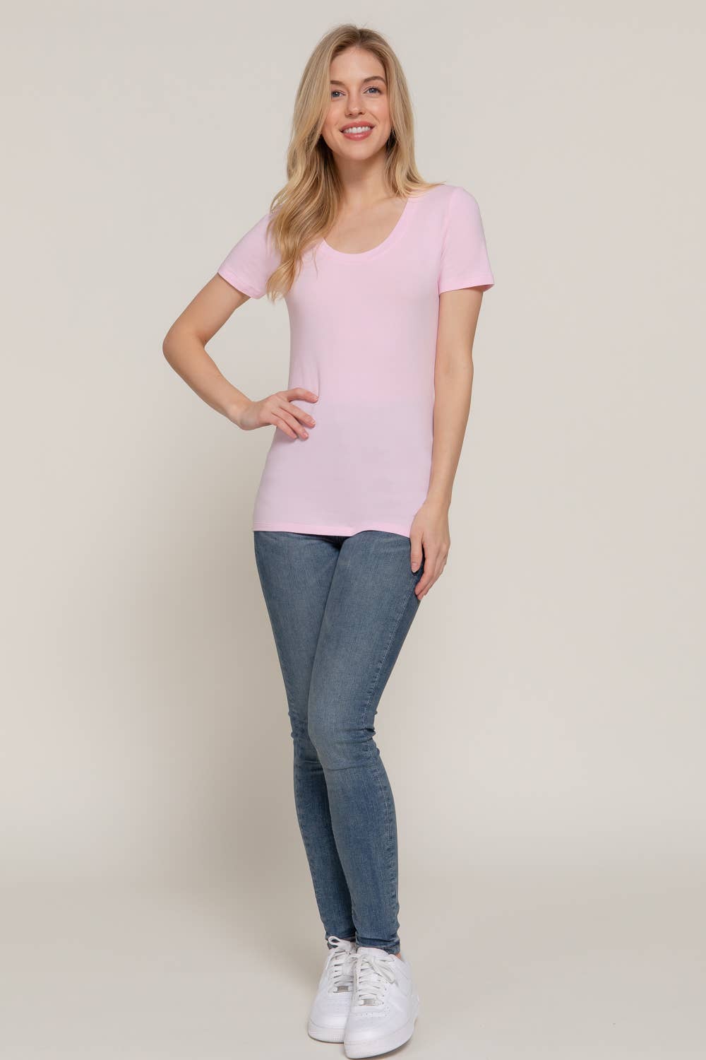 Short Sleeve Scoop Neck Cotton Jersey Top