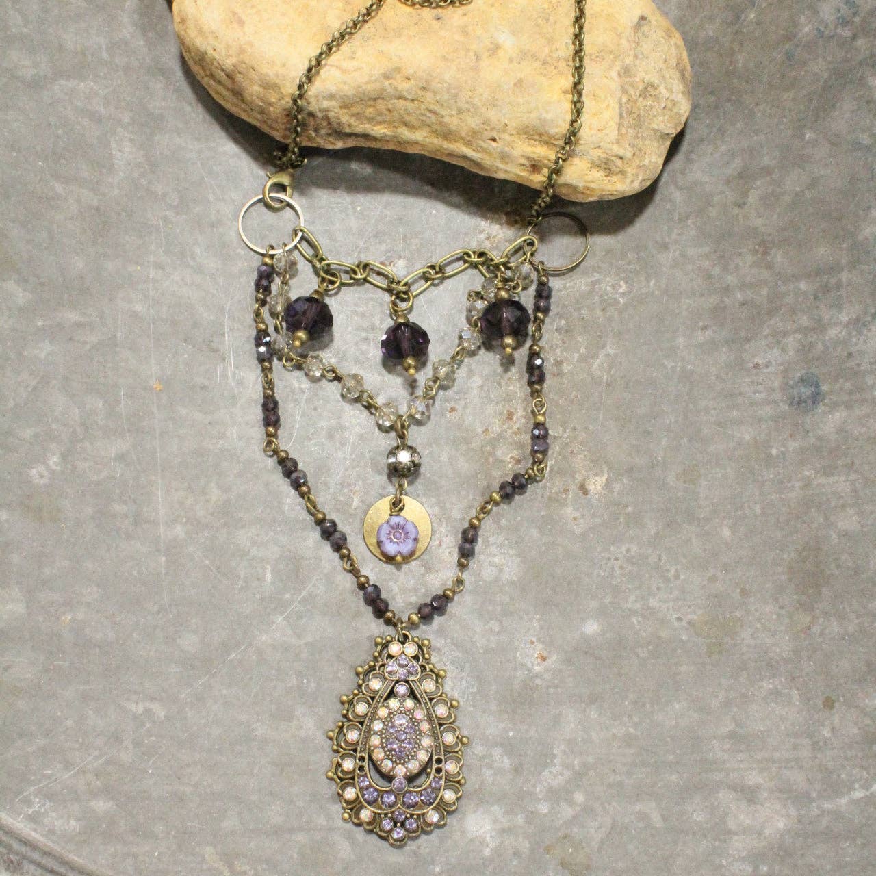 Rich In Purple Bling Layered Necklace
