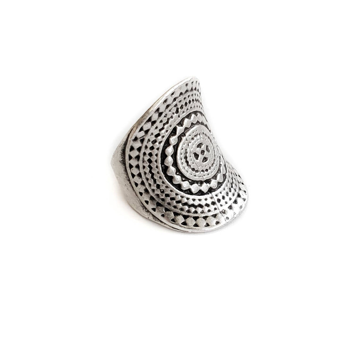 Handmade Boho Brass Ring In Silver Plated - ZRC-021