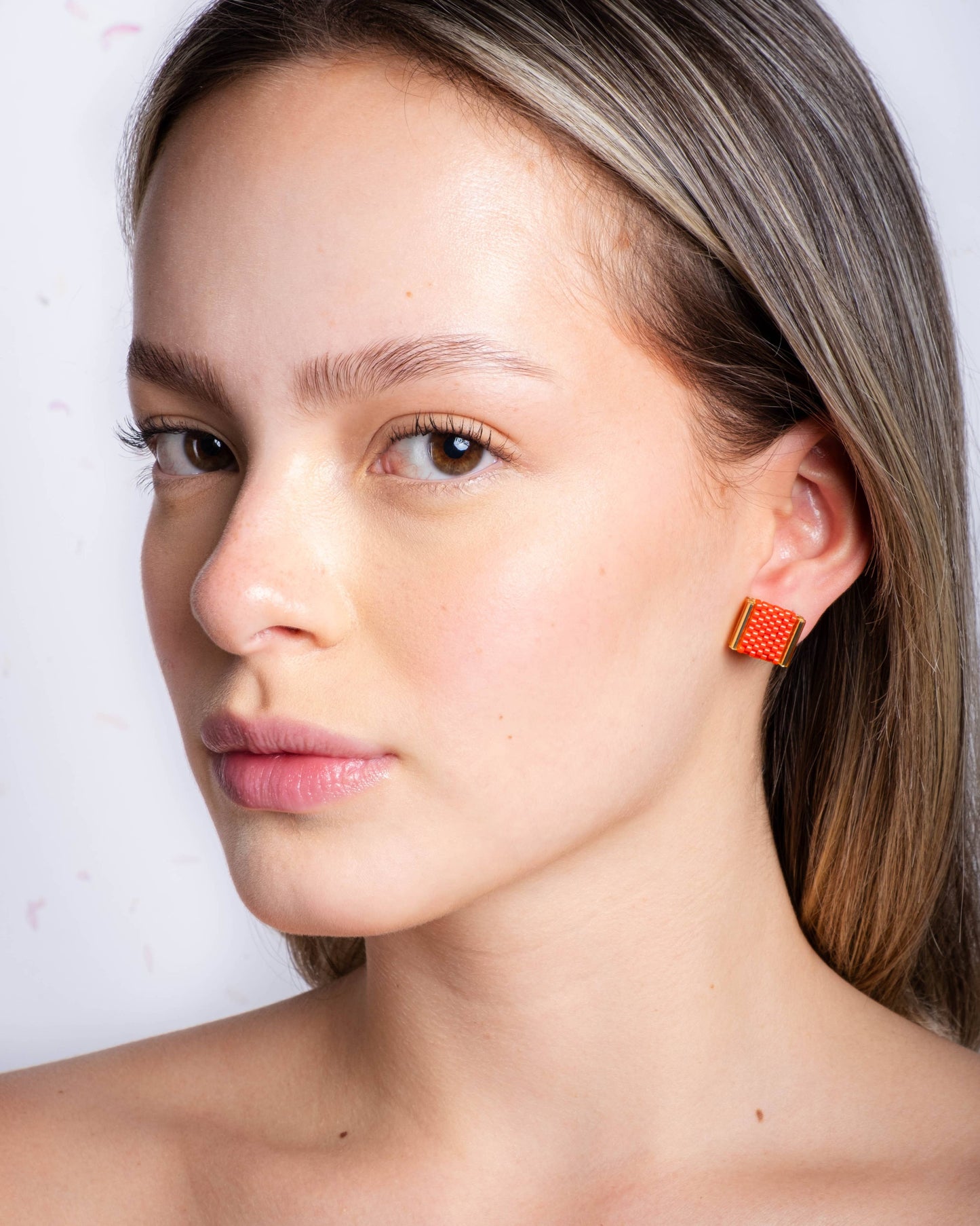 Beaded Handwoven Tulip Stud Pack (Teal/Rust)