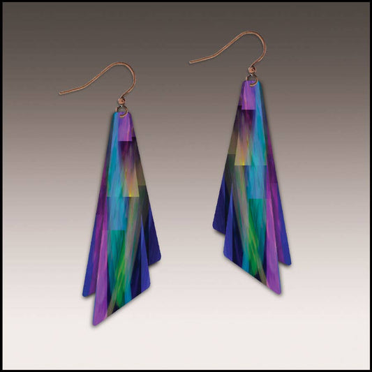 Purple Rainbow Abstract Wing Multilayer Earrings
