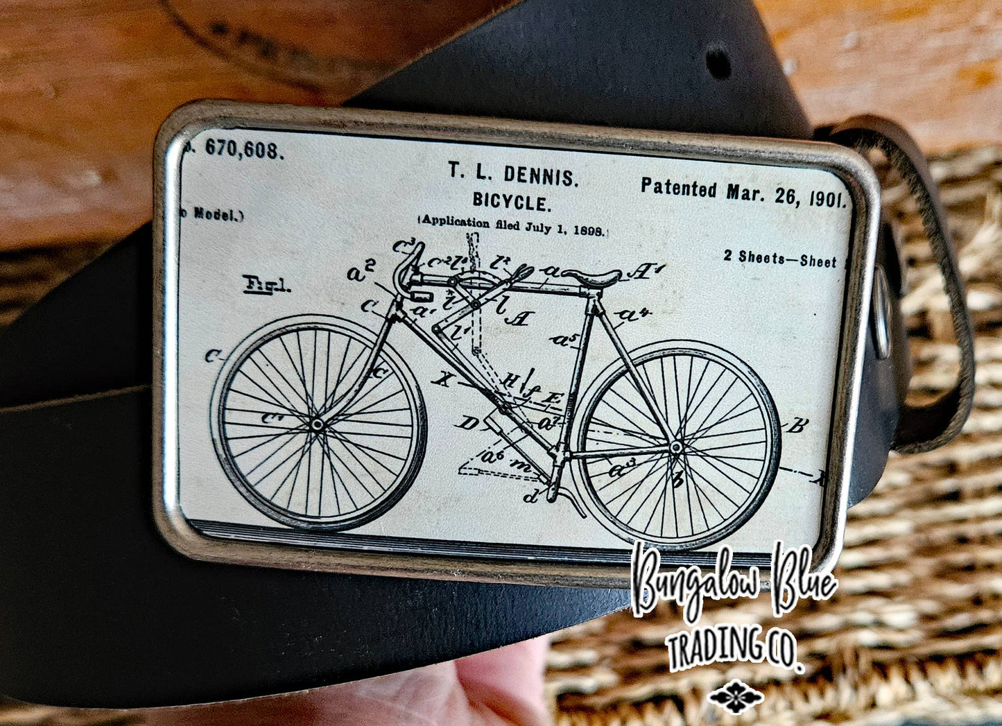 Vintage Bicycle Patent Belt Buckle