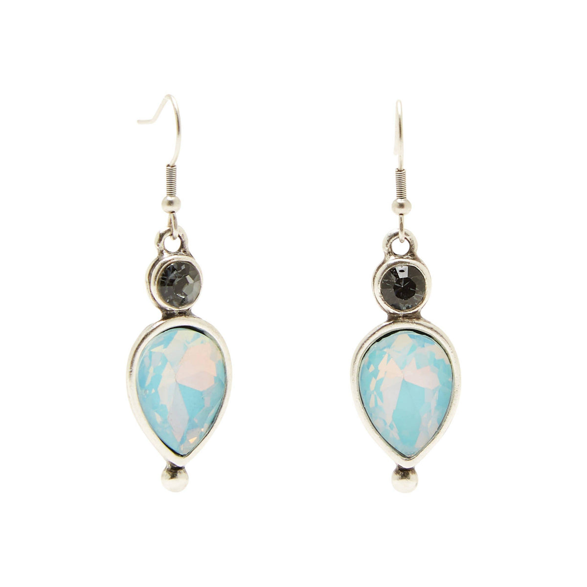 Handmade Pewter Earrings With Blue Opal - 1958Blue