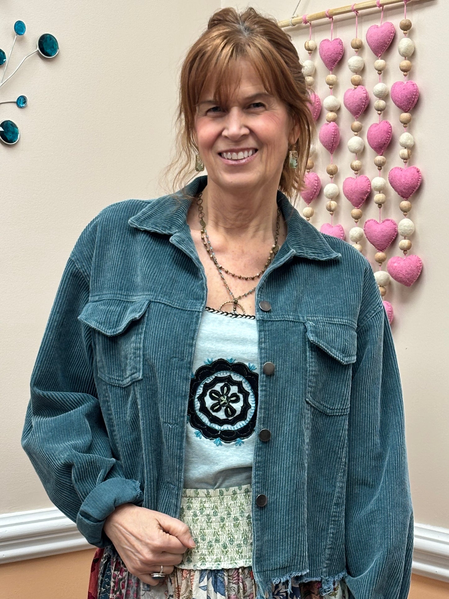 Washed Corduroy Button Jacket-Available in Green and Black