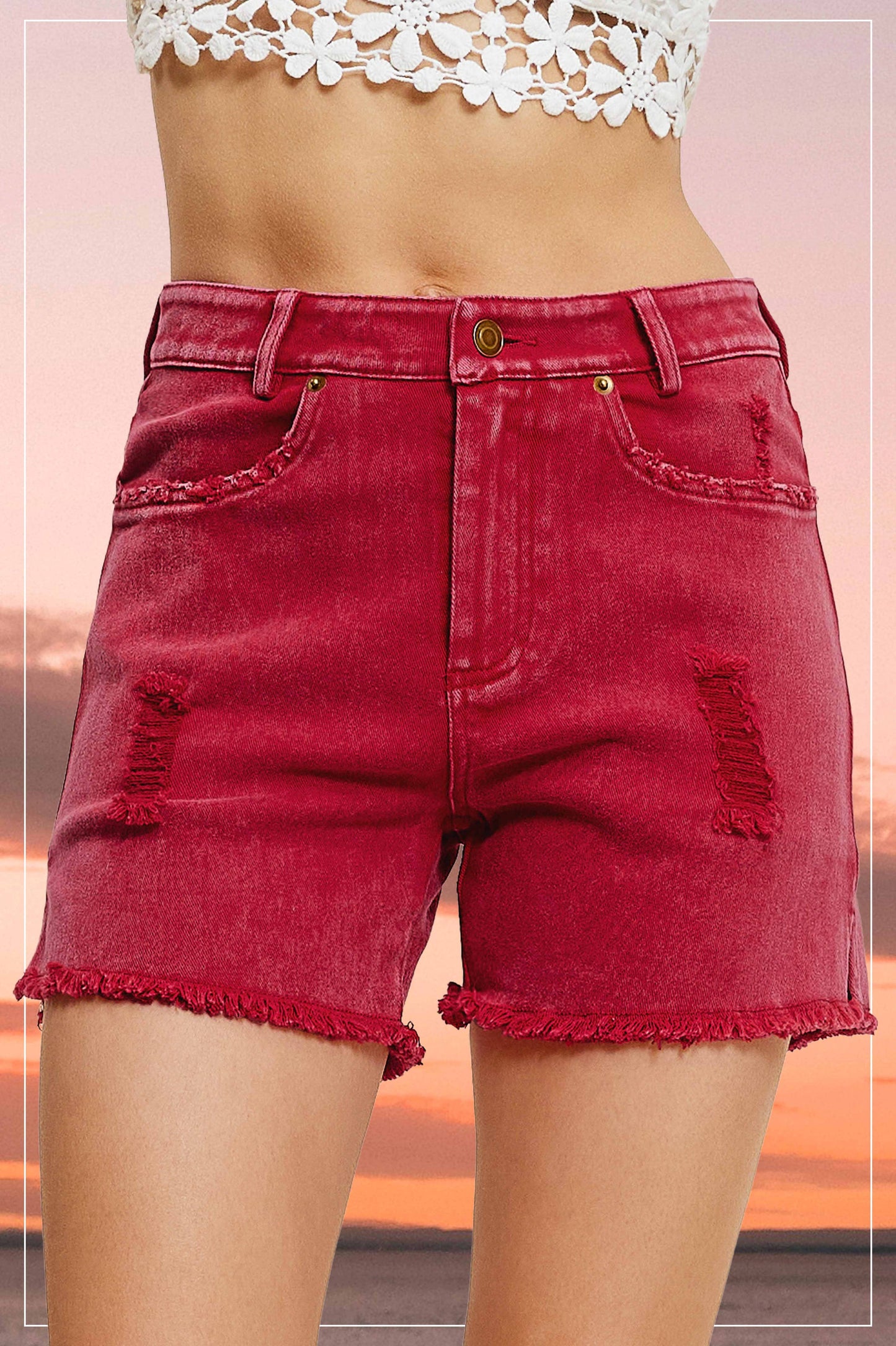 HCP4224-Basic Colored Denim Shorts Game Day Halloween