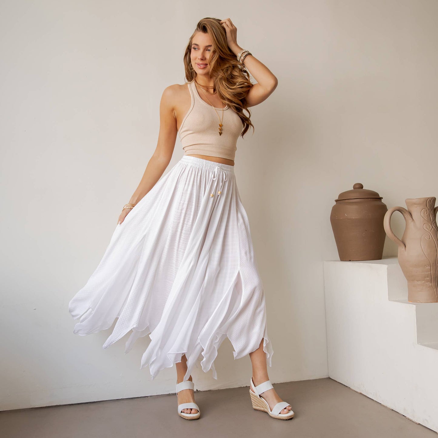 Artisan Bohemian Patchwork Handkerchief Maxi Skirt NEW