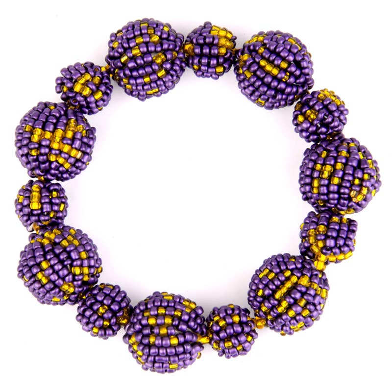 Ball bracelet elastic stretch purple & yellow team spirit