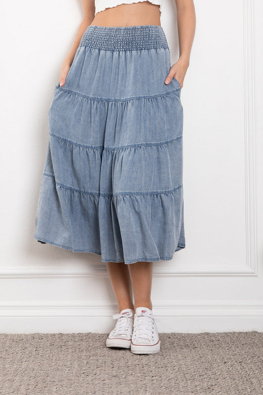 Bluebird Tiered Midi Skirt