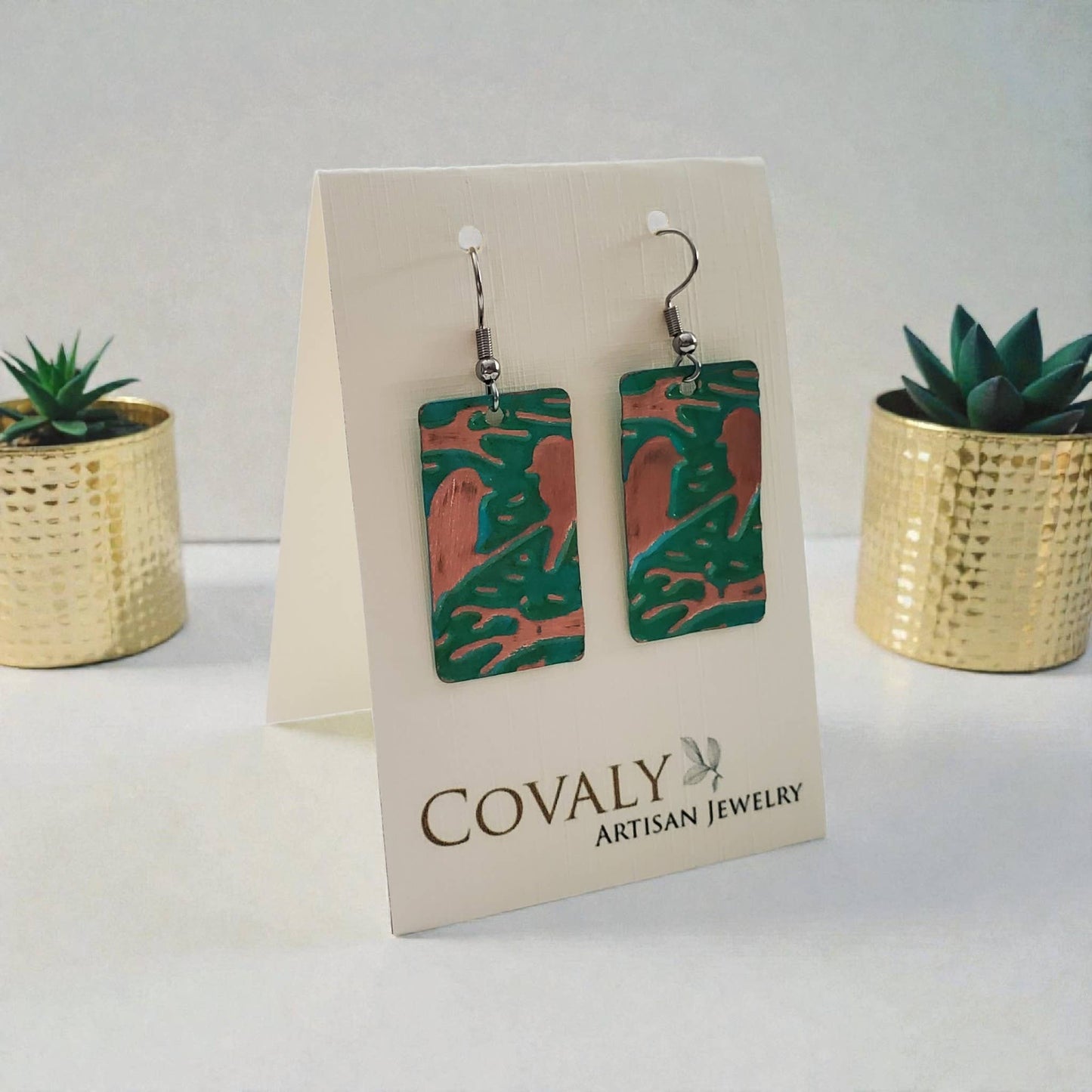Stainless Steel & Blue Howlite Drop Earrings