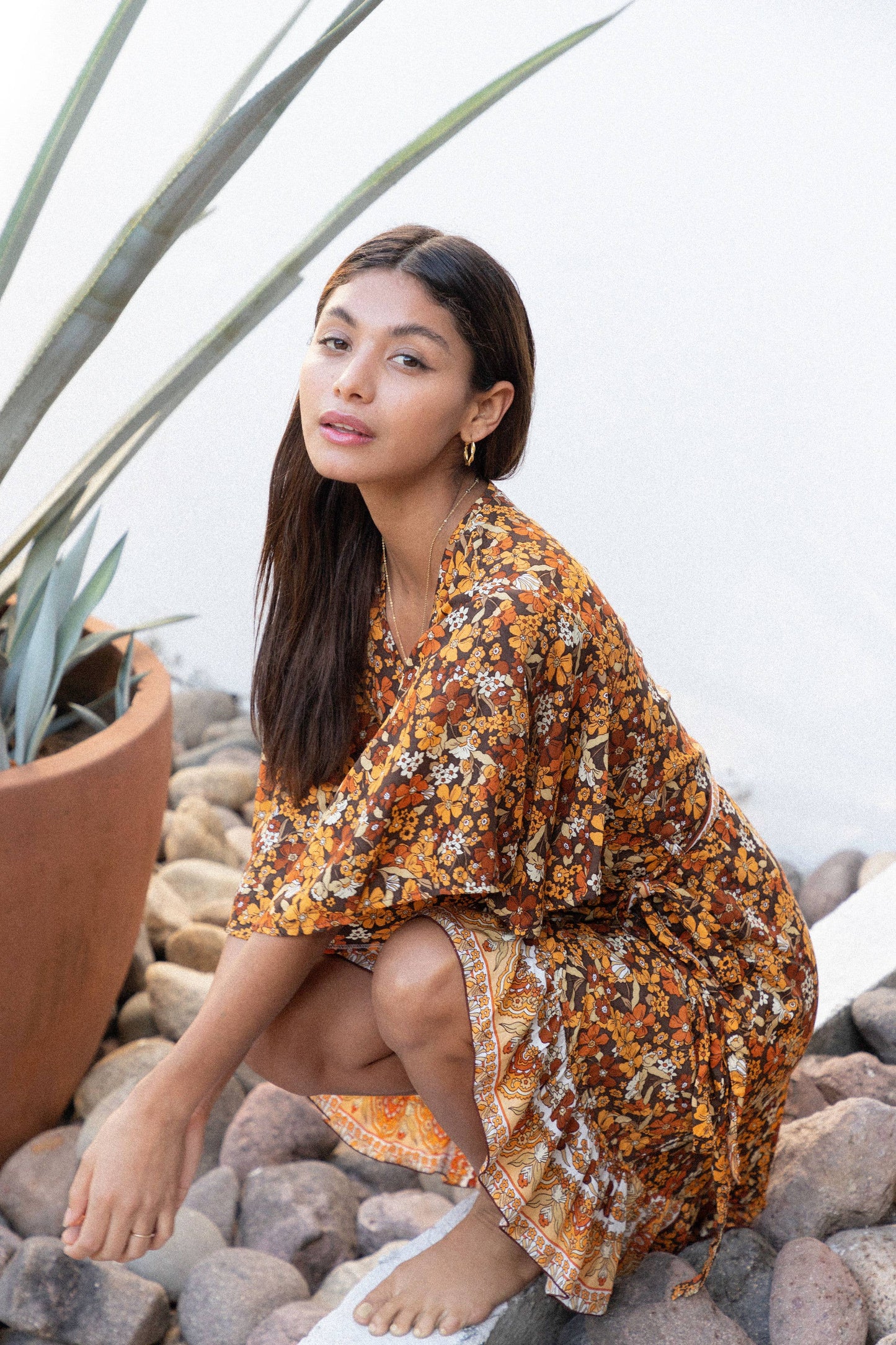 Priya Wrap Dress (Retro Brown)