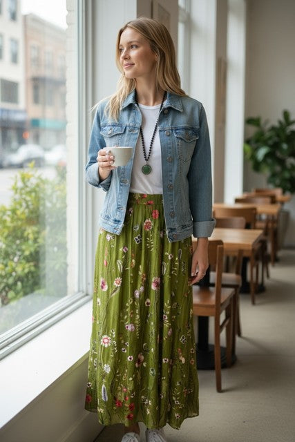 Silk Embroidered Skirt