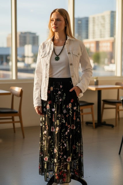 Silk Embroidered Skirt