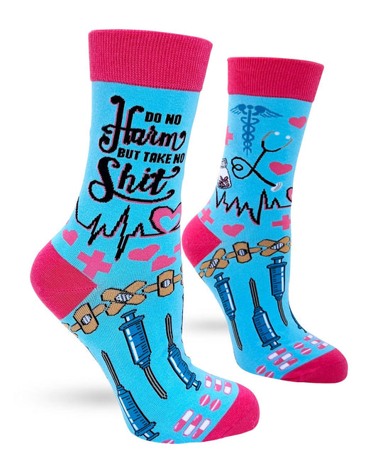 Do No Harm But Take No Shit Women's Crew Socks
