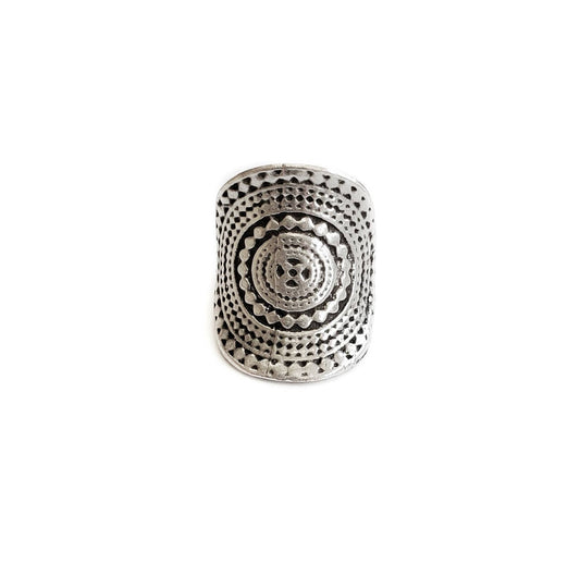 Handmade Boho Brass Ring In Silver Plated - ZRC-021