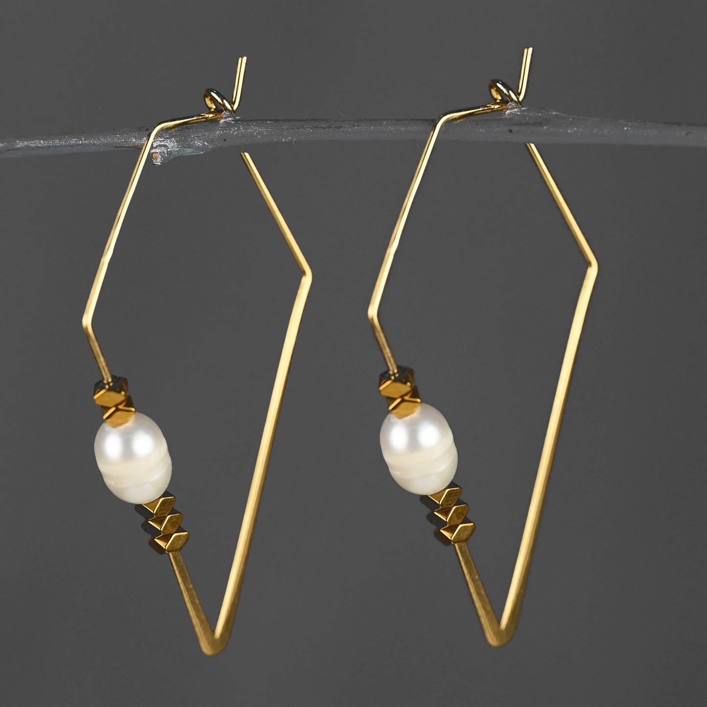 Modern Kite Wire w/ Semi Precious Tubes Earrings