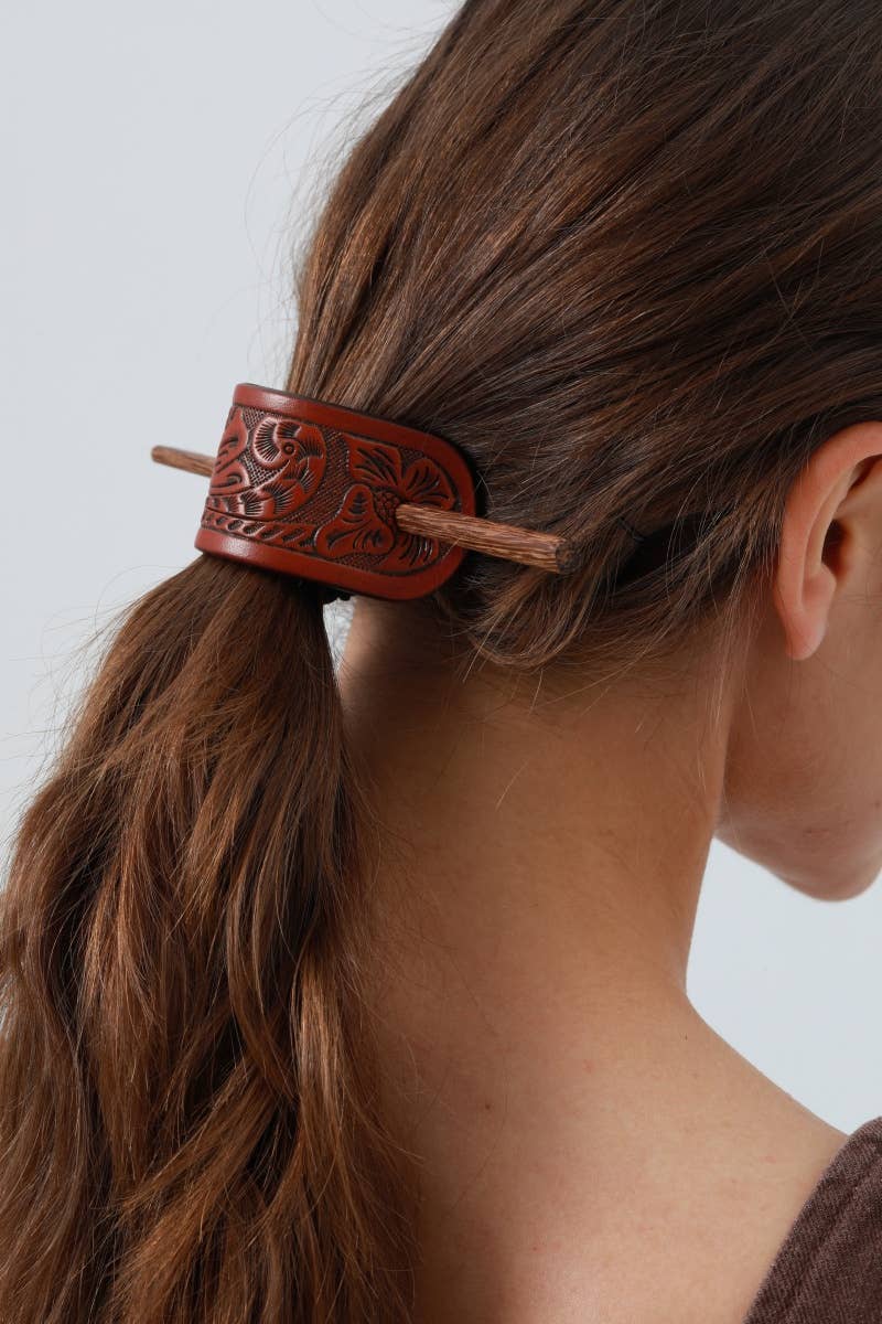 Western Carved Hide Hair Stick – Frontier Hair Styling Tool