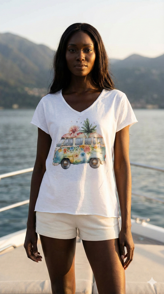 VITCFV Italian One Size Floral Van Cotton Tee