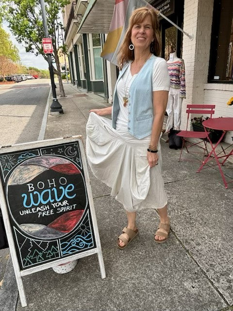 Beige Cotton Flowy Skirt
