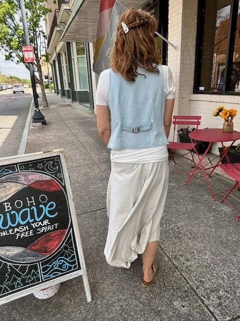 Beige Cotton Flowy Skirt