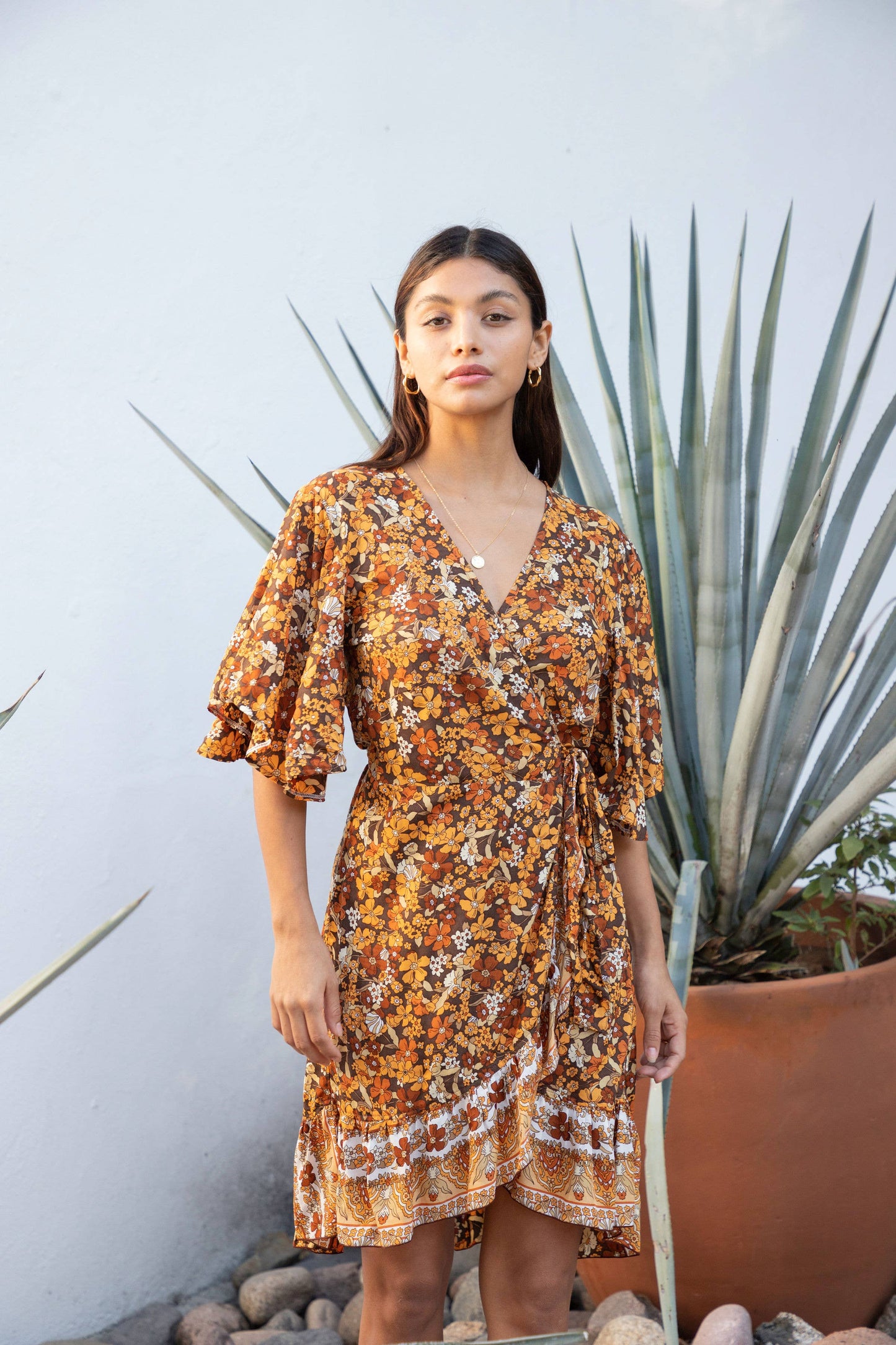Priya Wrap Dress (Retro Brown)
