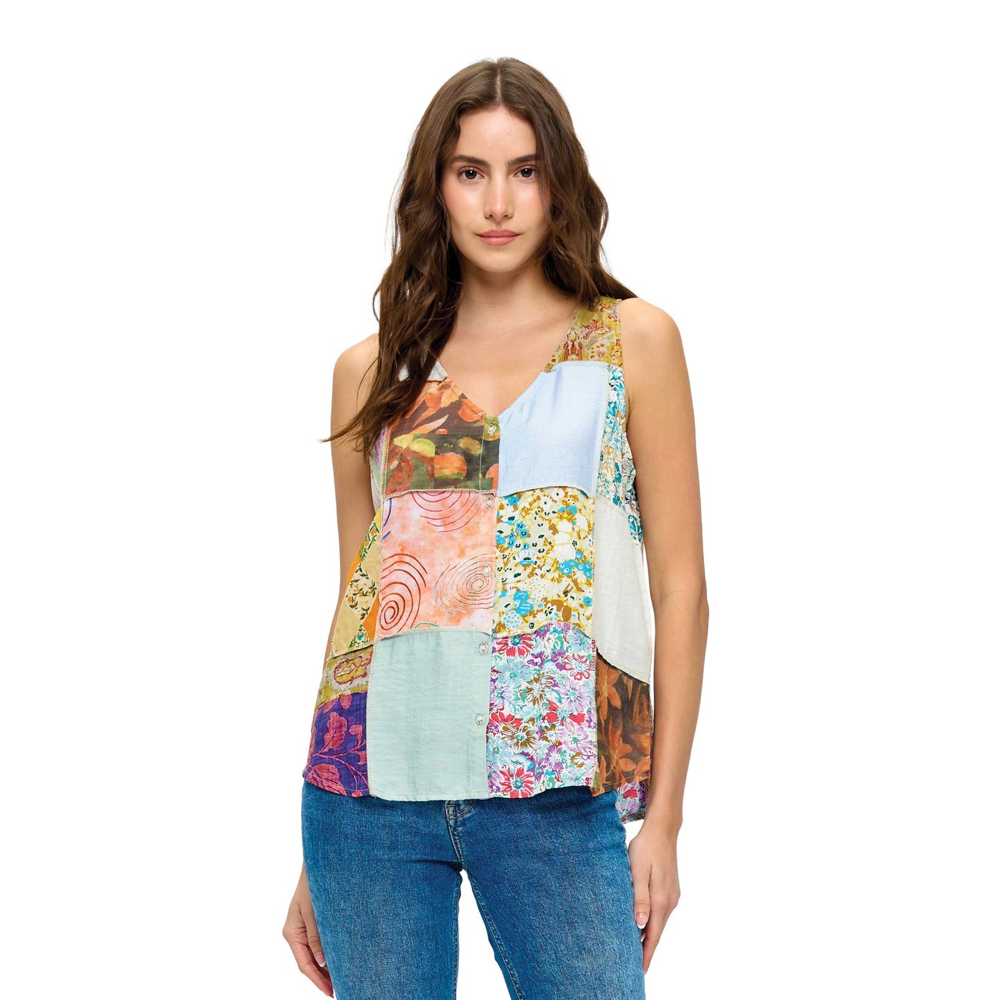 Boho Floral Patchwork Top