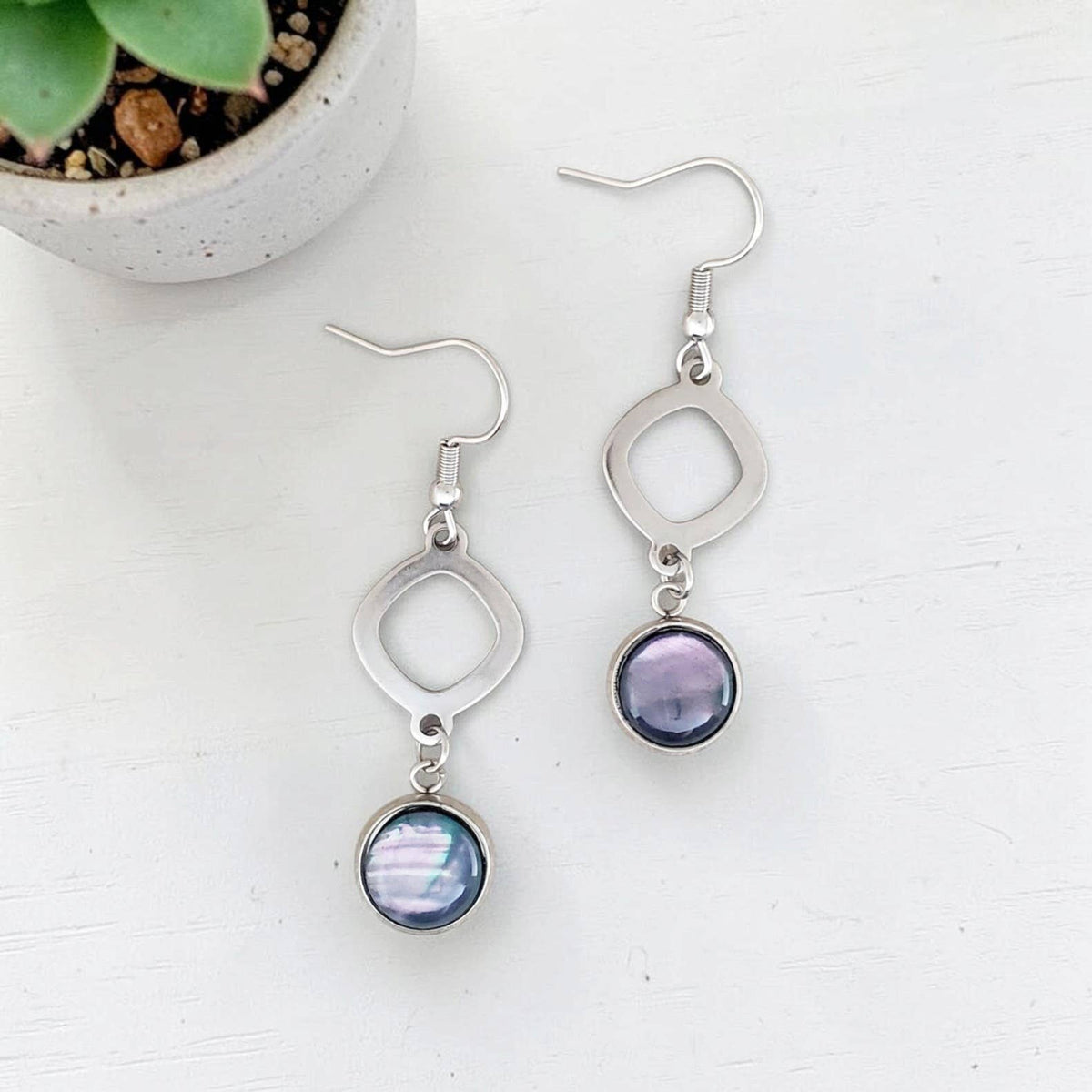 Paua Shell & Stainless Earrings