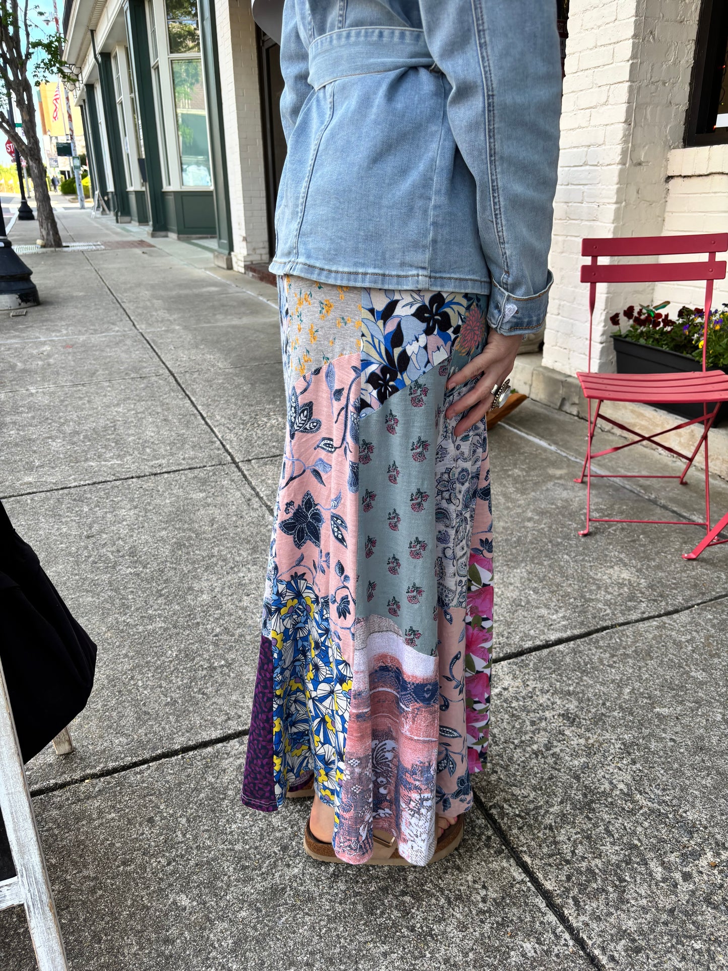 Printed Knit Patchwork Skirt