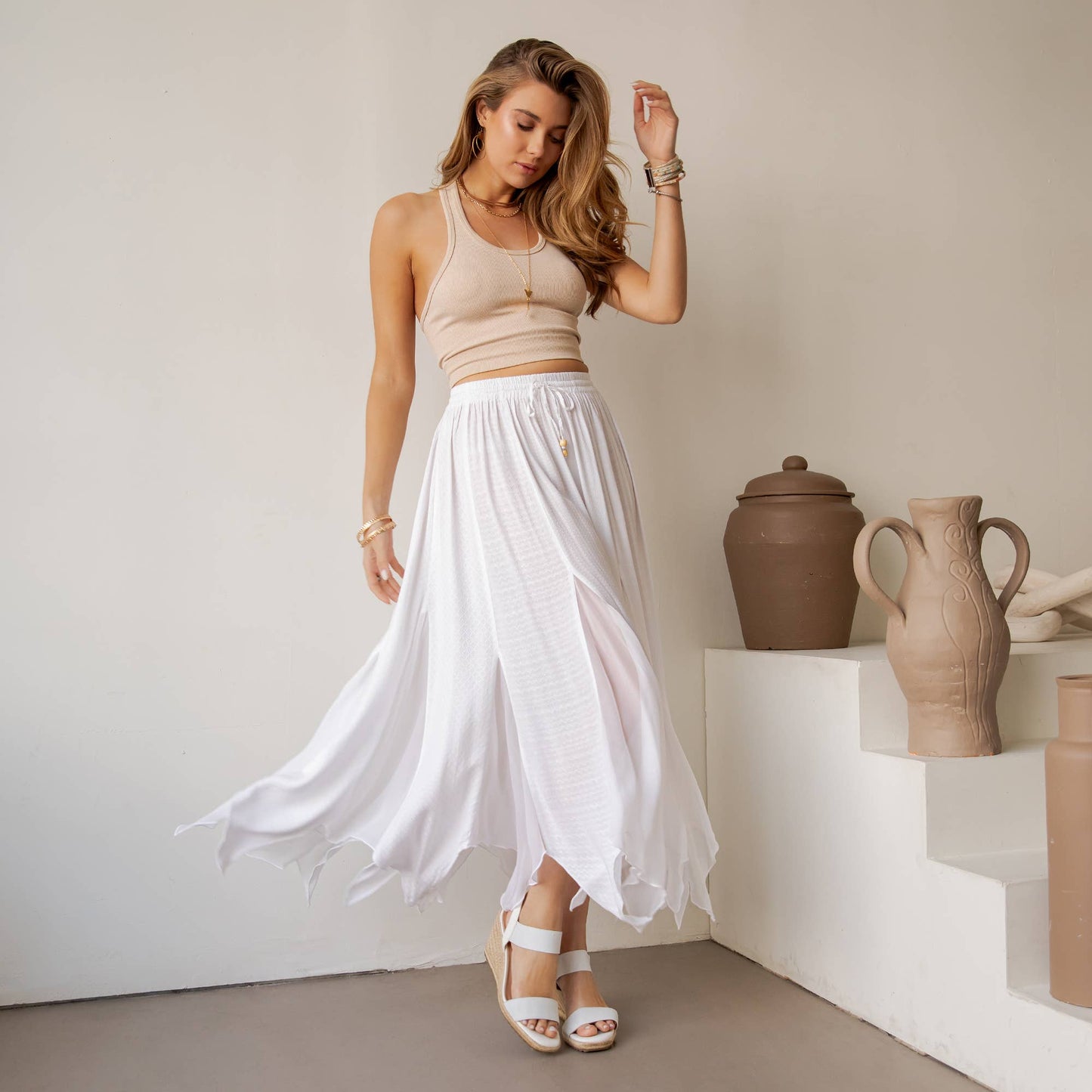 Artisan Bohemian Patchwork Handkerchief Maxi Skirt NEW