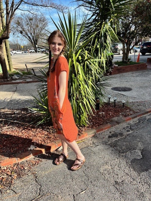 Linen Floral short sleeve dress