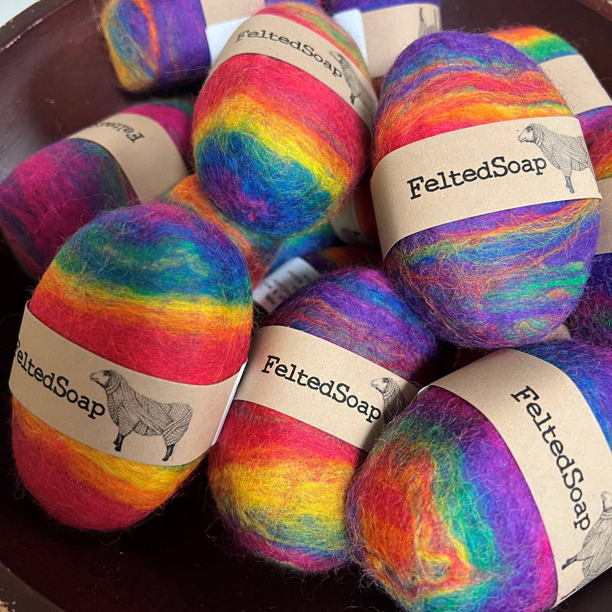 Felted Soap Blended RAINBOW Bright Colors Washcloth & Soap