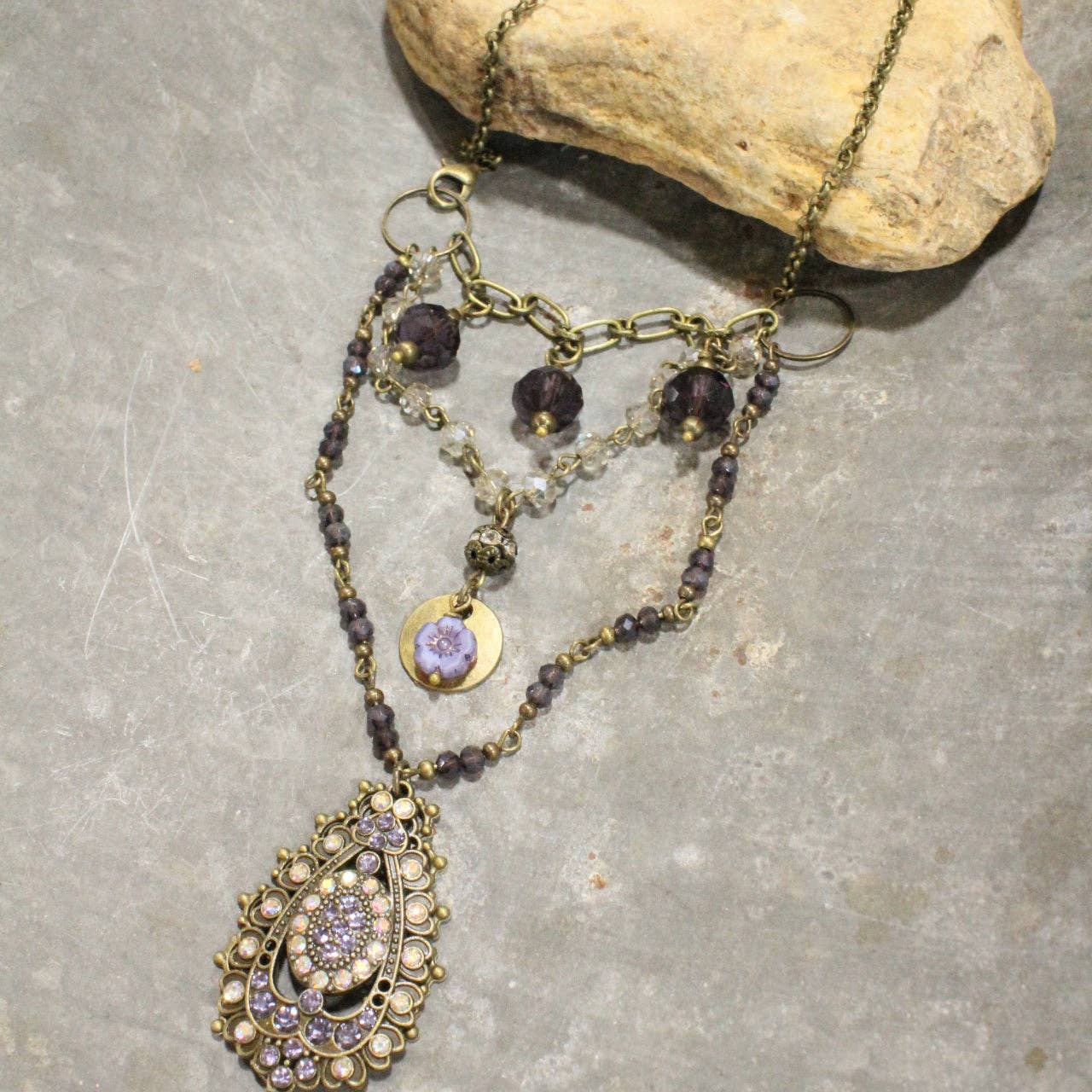 Rich In Purple Bling Layered Necklace