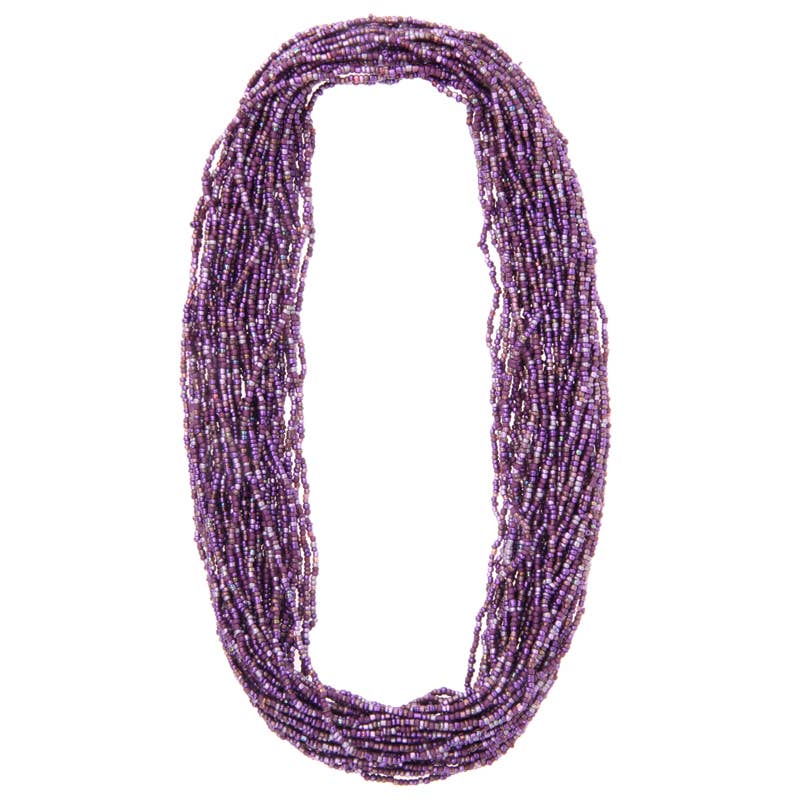 Single Strand Beaded Necklace PURPLE Mix 48"