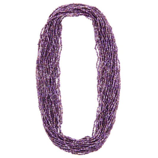 Single Strand Beaded Necklace PURPLE Mix 48"