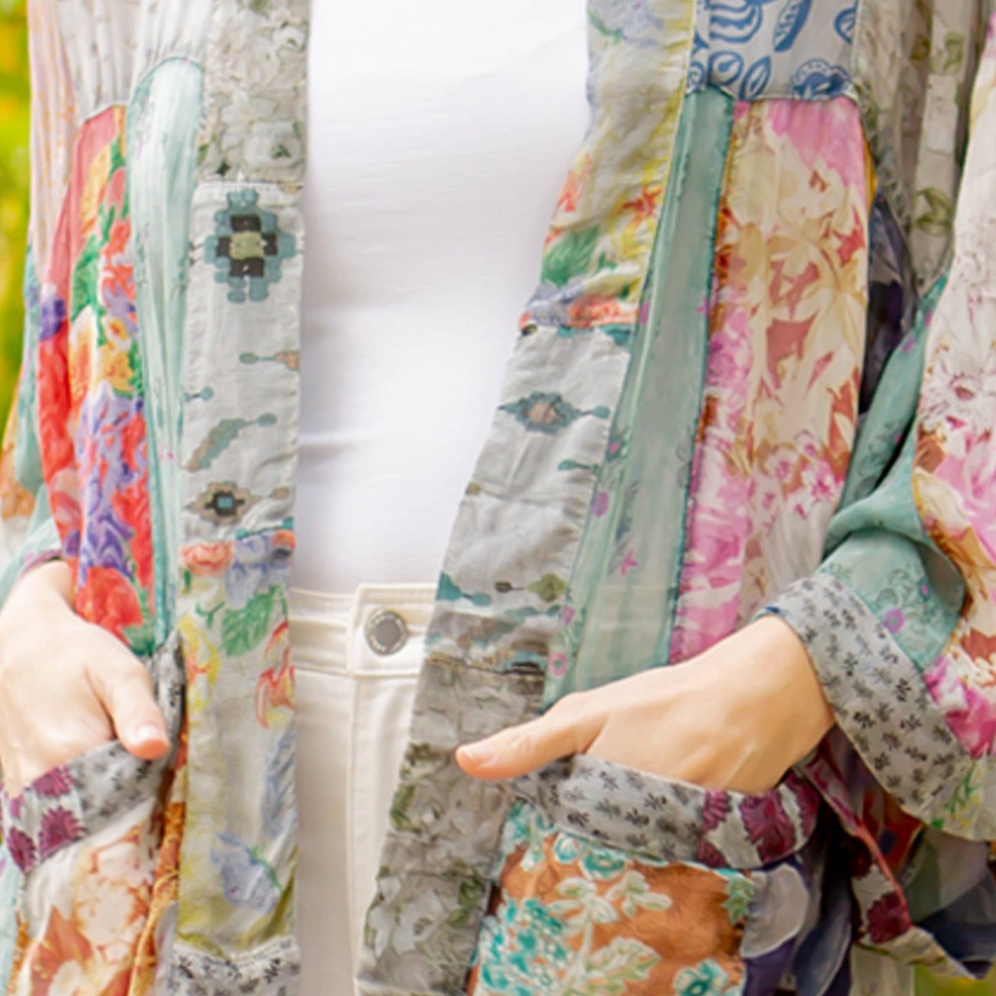 Kimono Top In Overdyed Mix N Match Patches