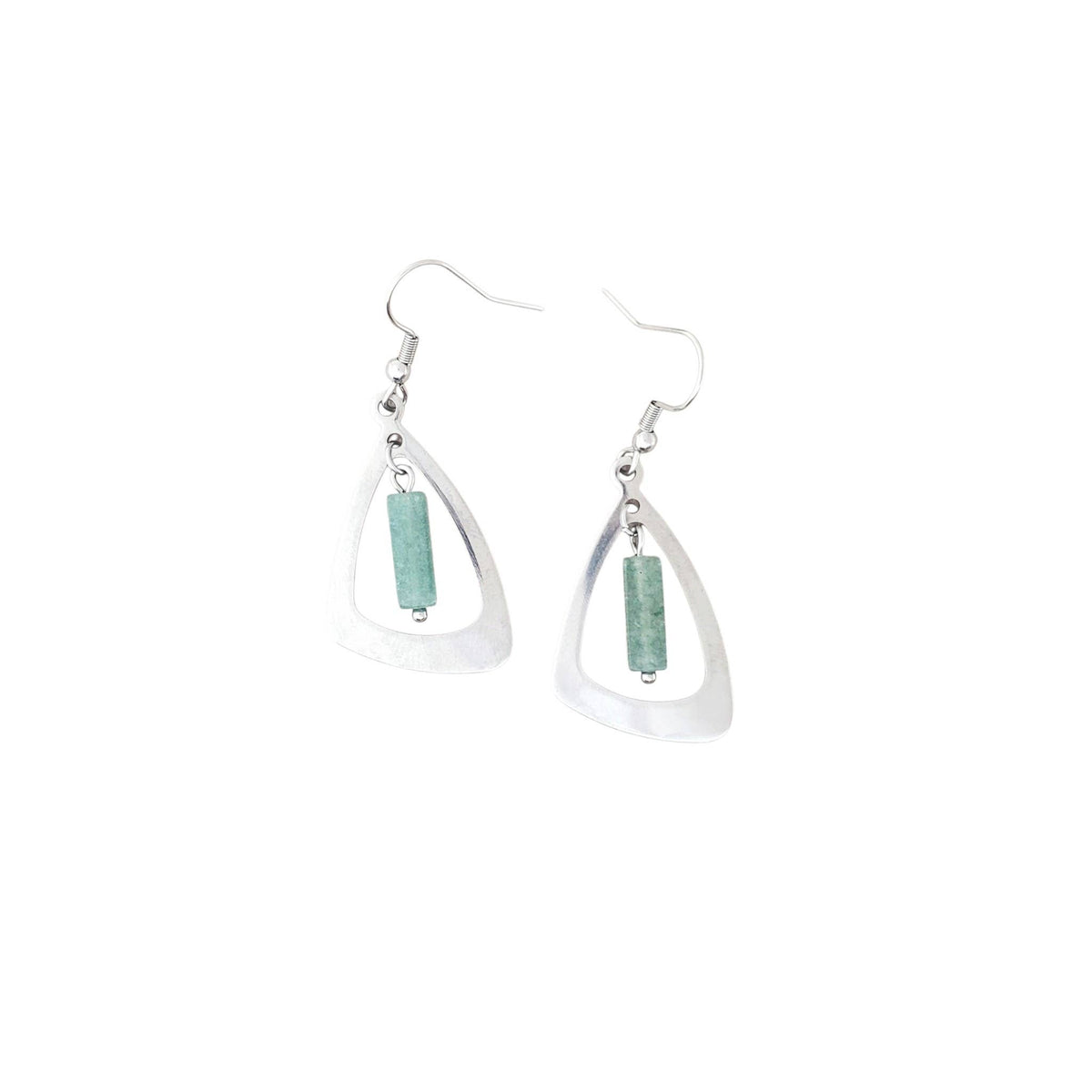 Green Aventurine & Stainless Earrings