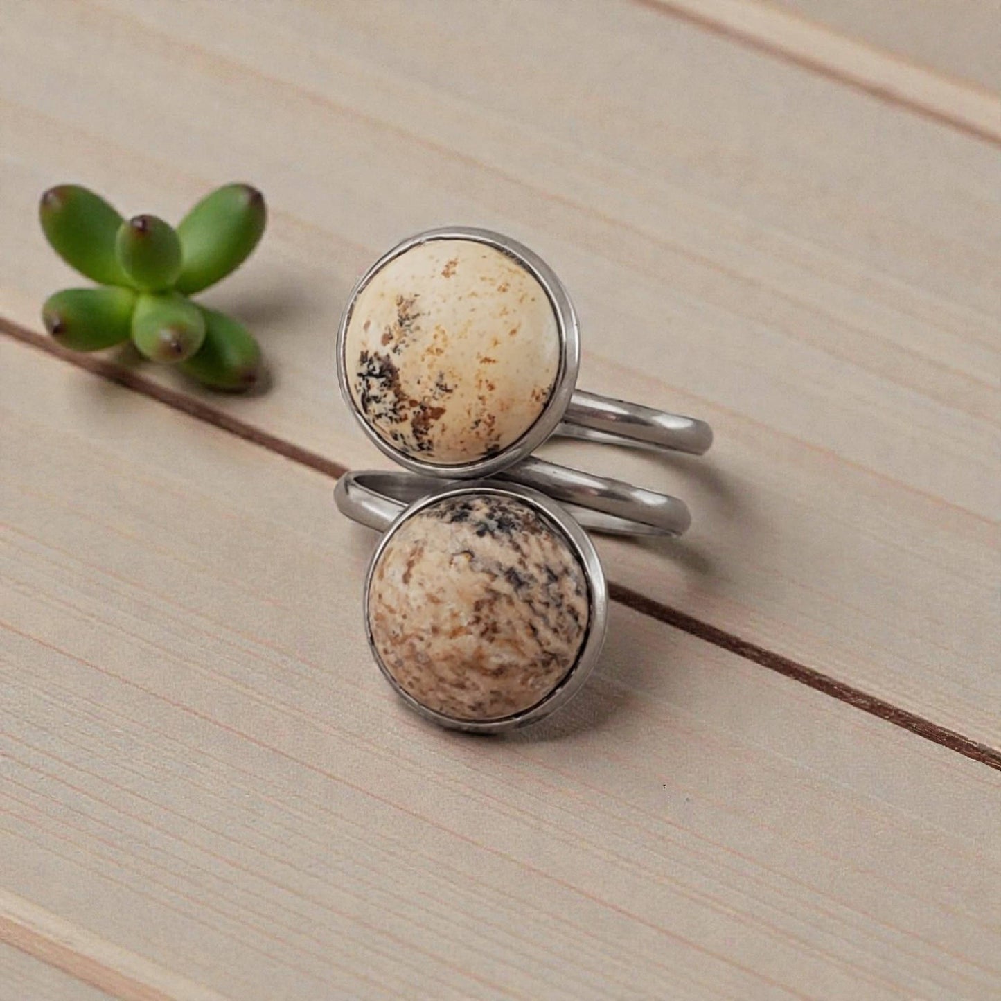Landscape Jasper & Stainless Adjustable Ring