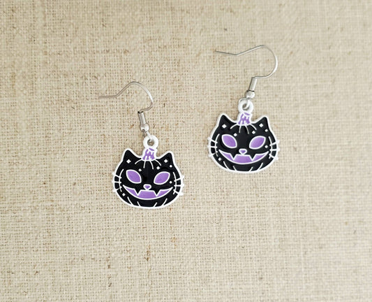 Halloween Cat Enamel & Stainless Earring