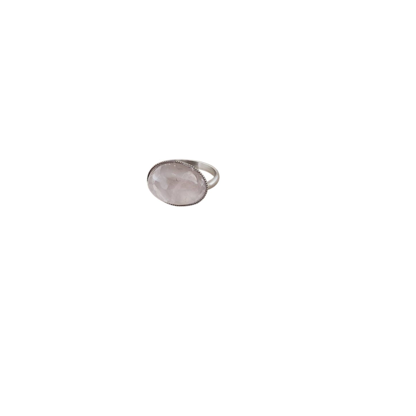 Rose Quartz & Stainless Adjustable Ring