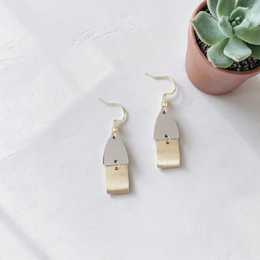 Brass Drop with Stainless Connector Earrings