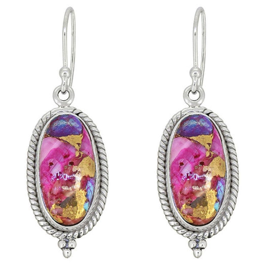 Gerta Pink Oyster Turquoise Sterling Silver Dangle Earrings