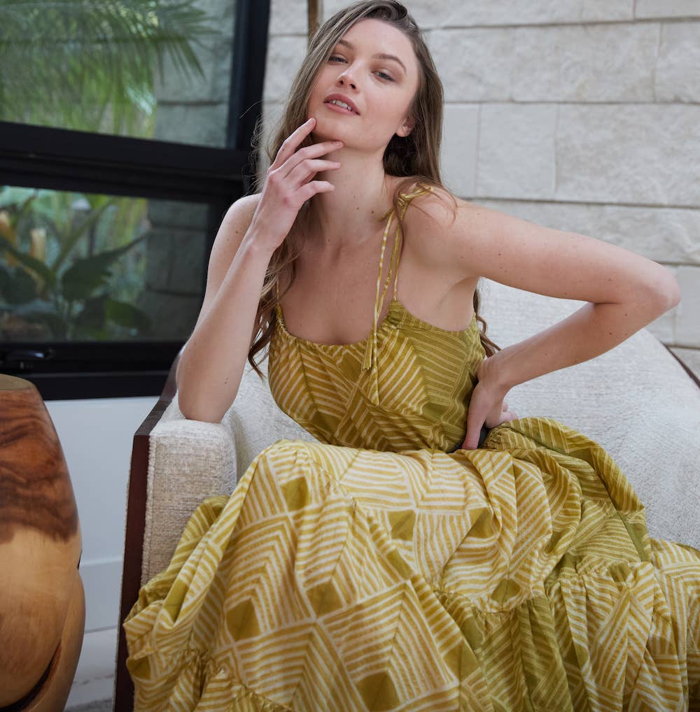 Shibori Hand-Dyed Maxi Dress (Udvita)