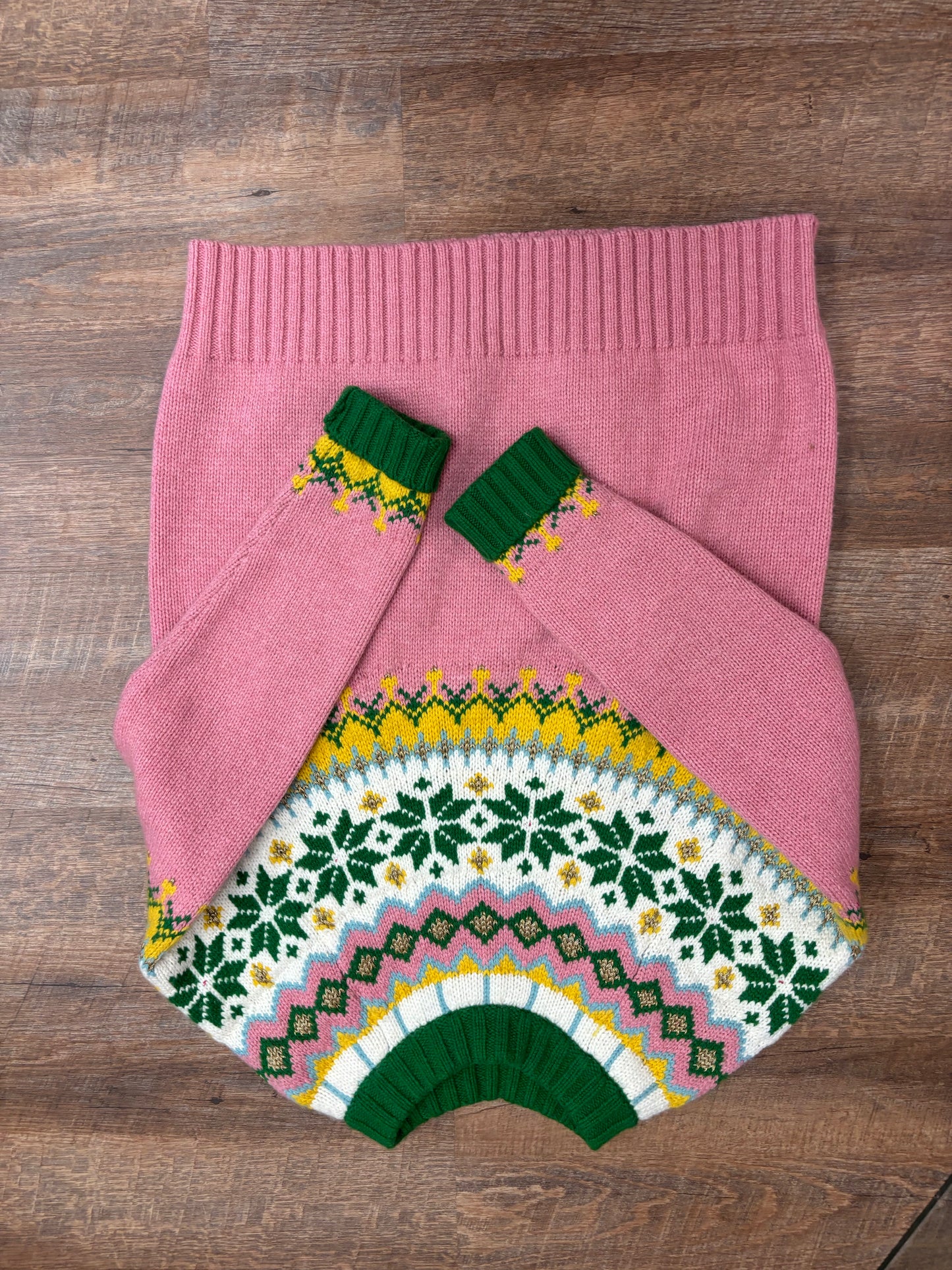 Pink and green sweater