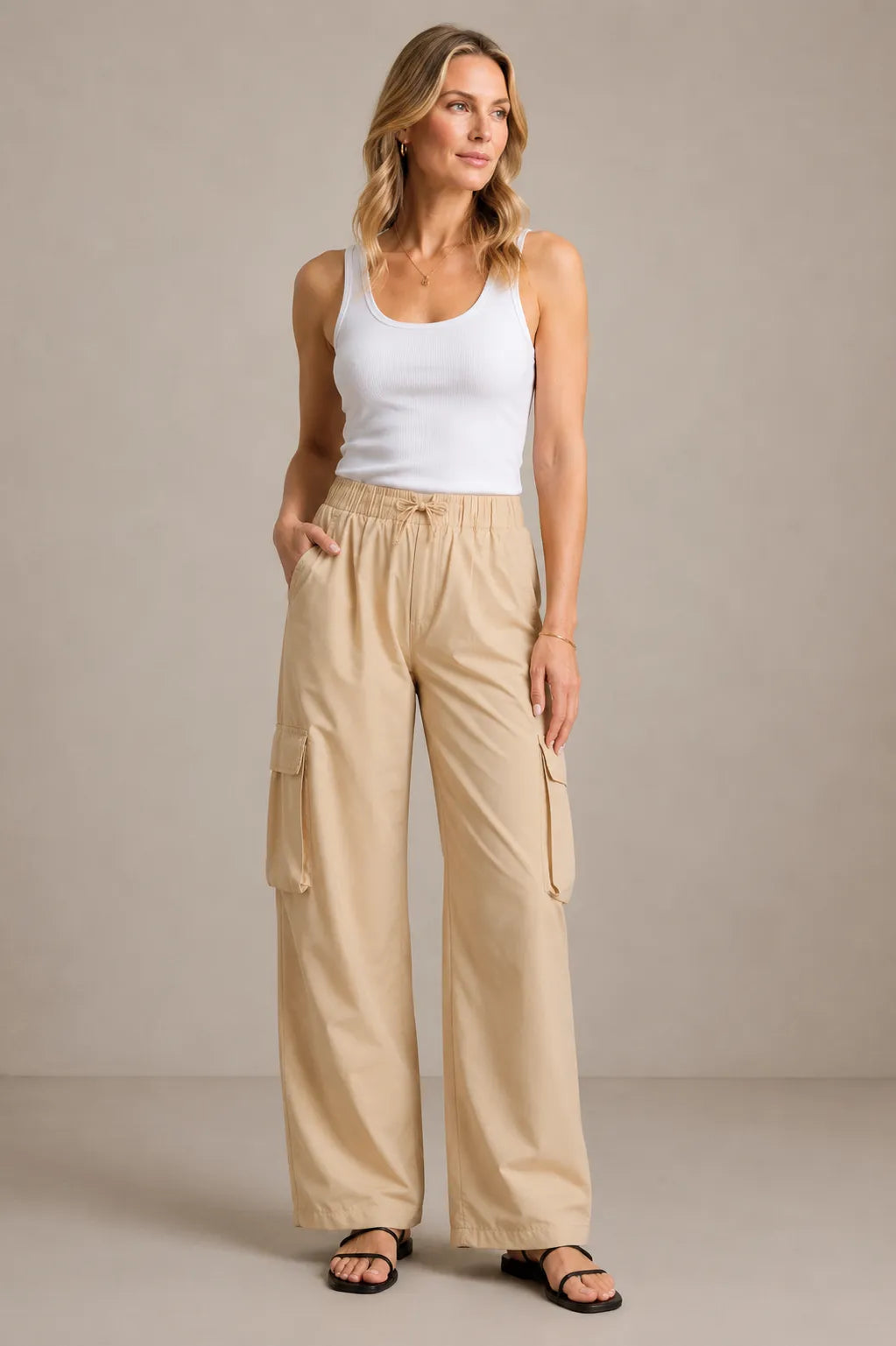 Bungee Waist Mesh Lined Parachute Cargo Pants