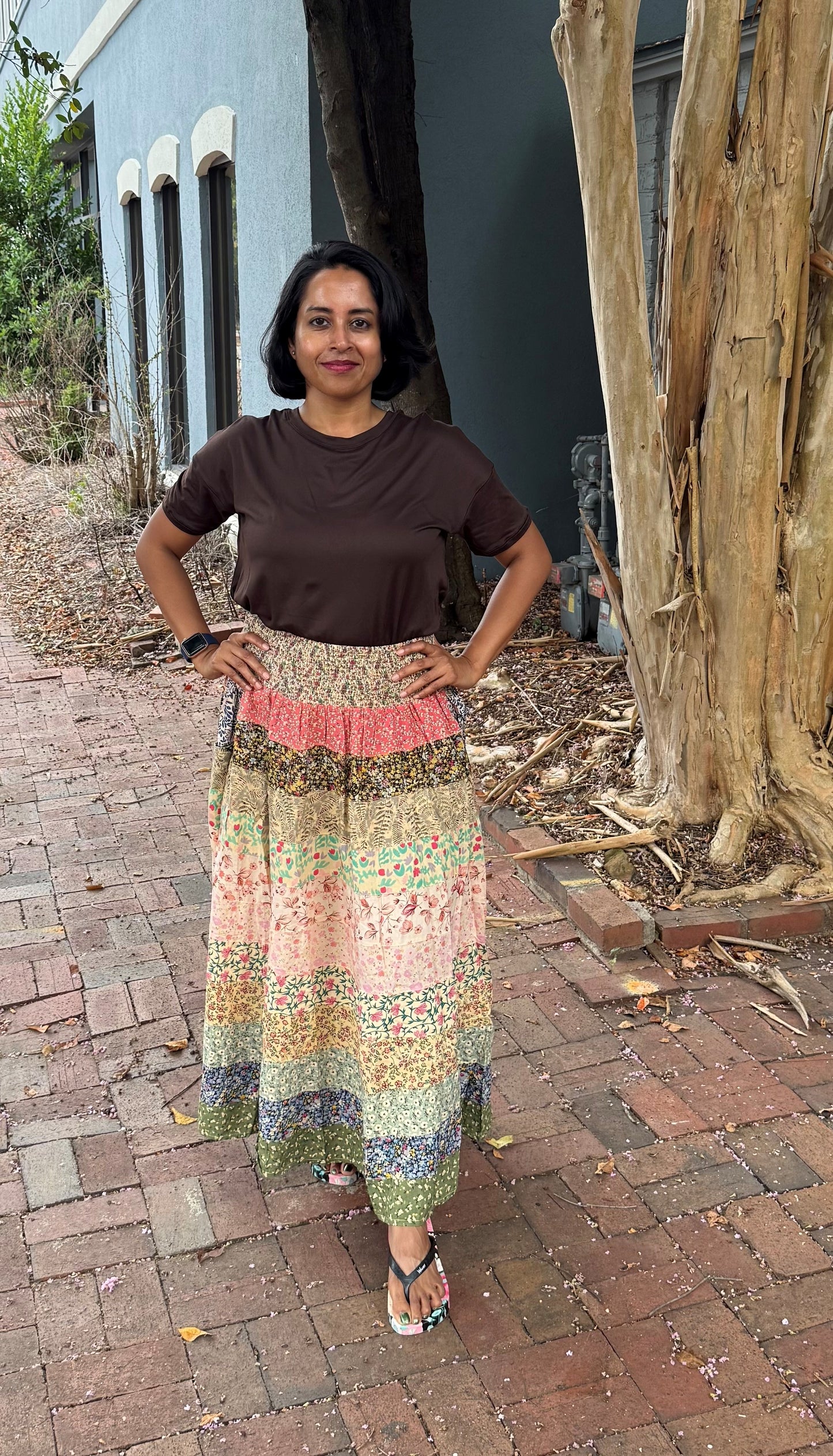 Blue Sky Smocked Top Tier Skirt
