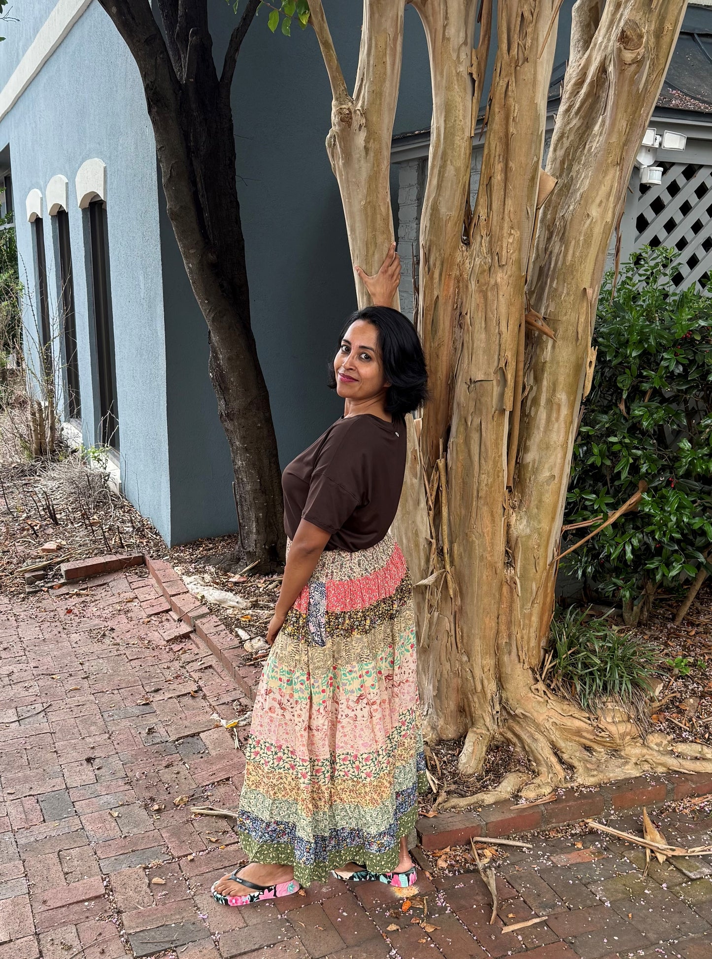 Blue Sky Smocked Top Tier Skirt