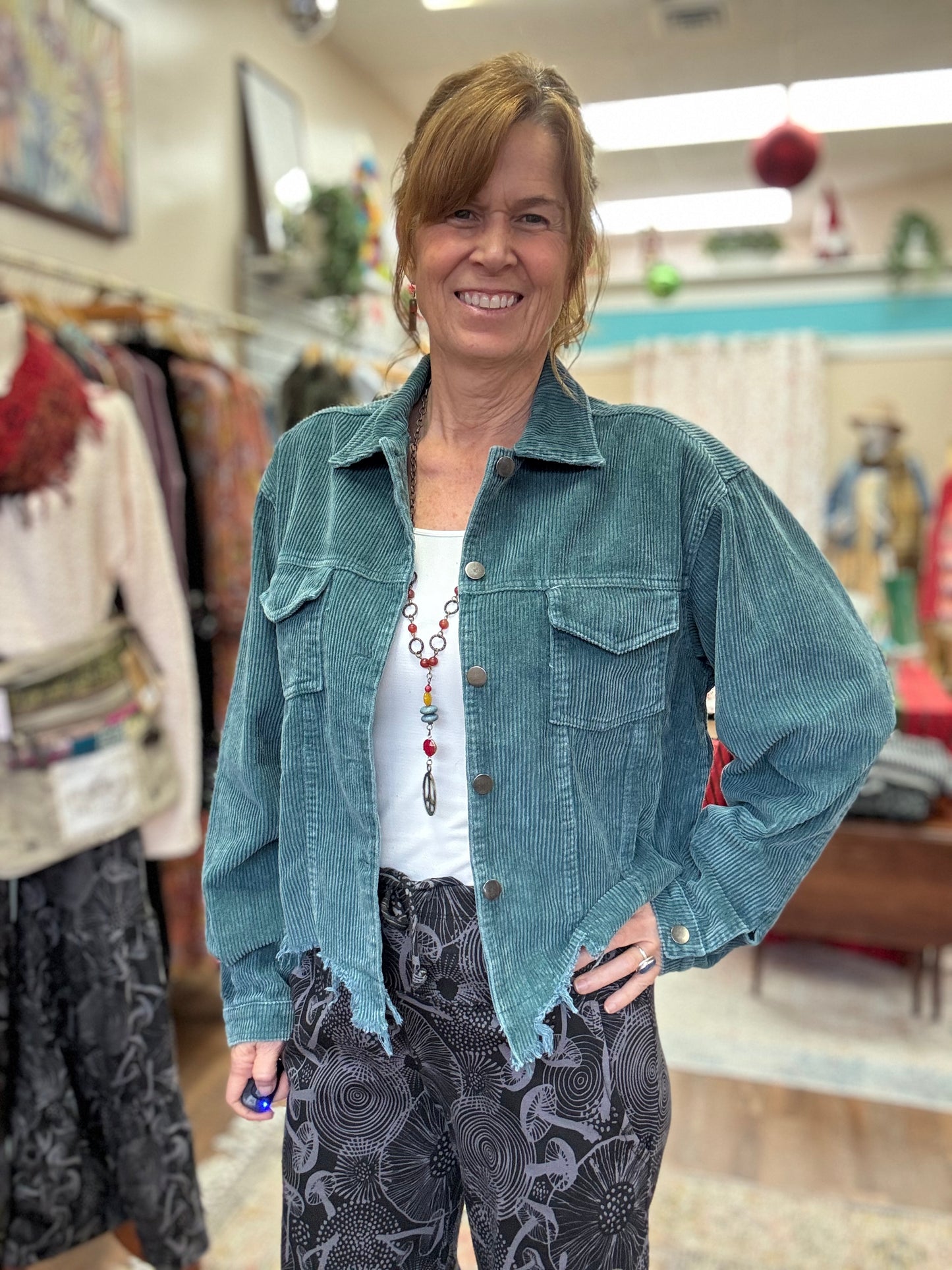 Washed Corduroy Button Jacket