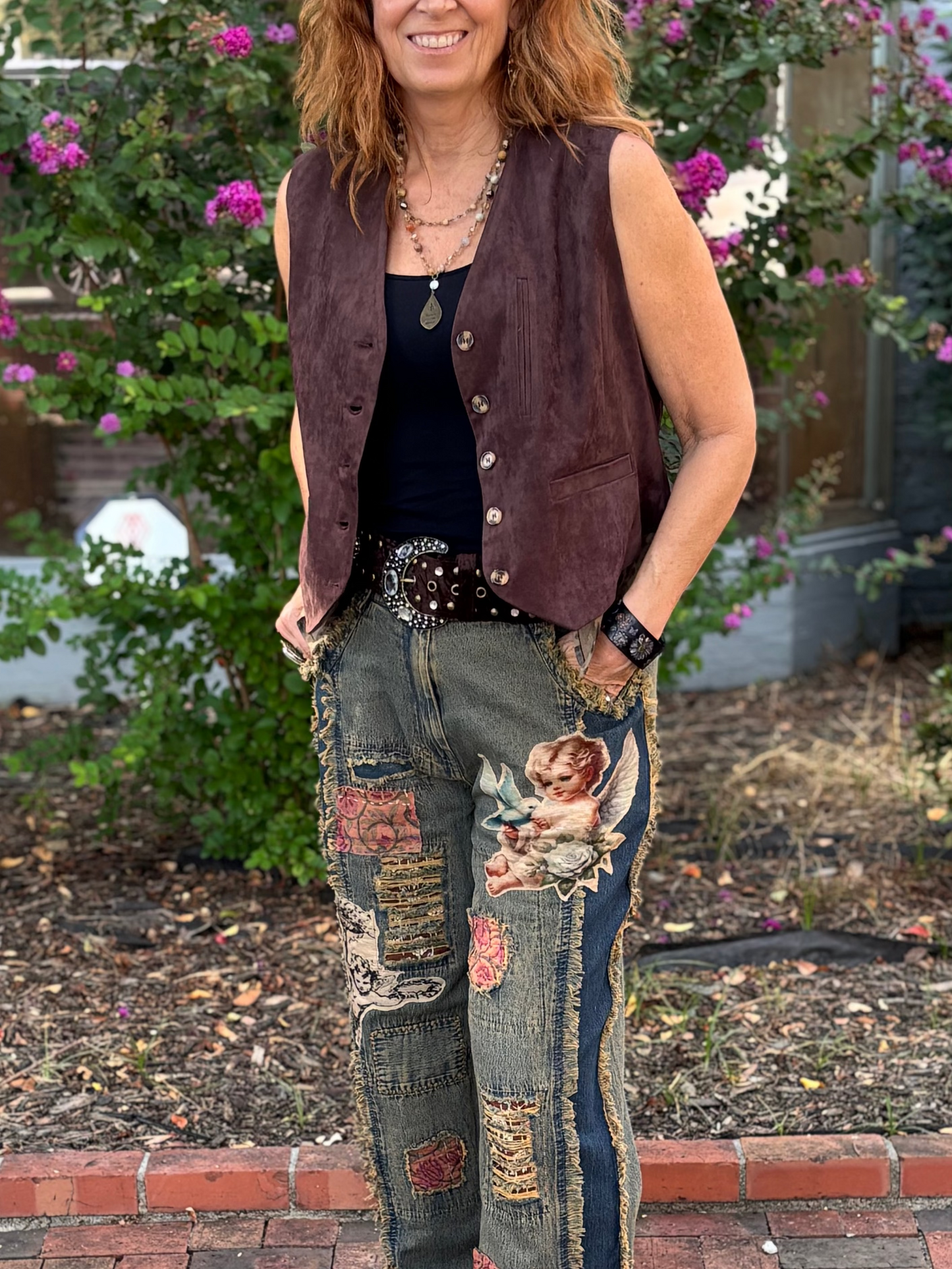 Subtle Vegan Metallic Leopard Trim Vest