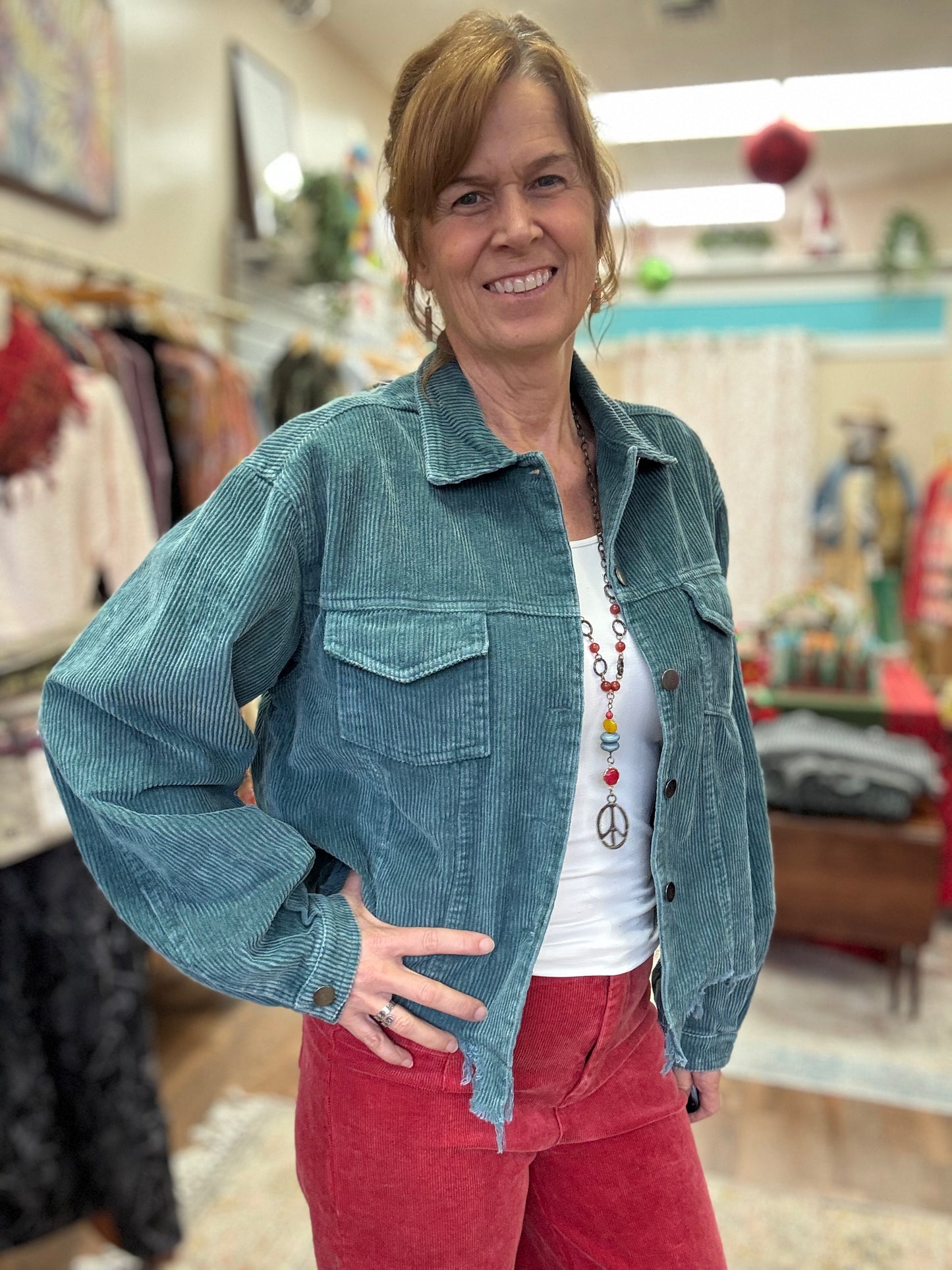 Washed Corduroy Button Jacket